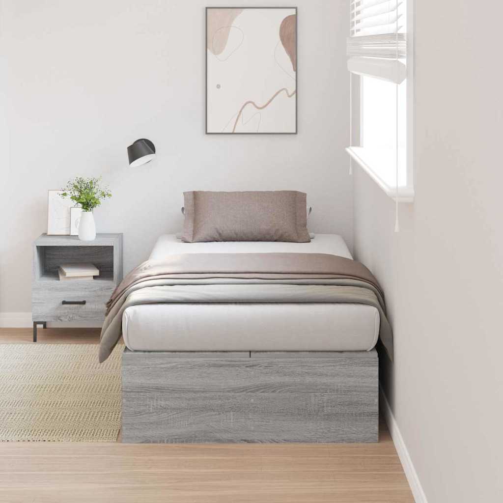 vidaXL Storage Bed Frame with Storage Sonoma Grey 90 x 190 cm