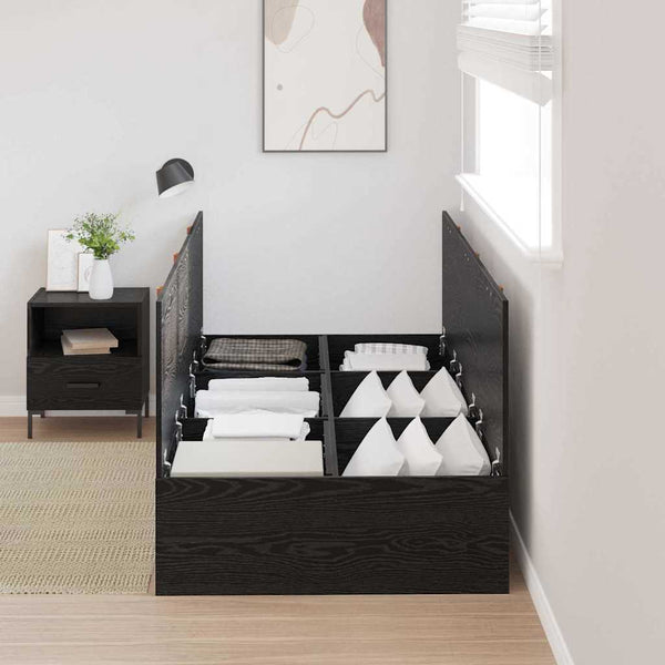 vidaXL Storage Bed Frame Black Oak-Look 70 x 190 cm