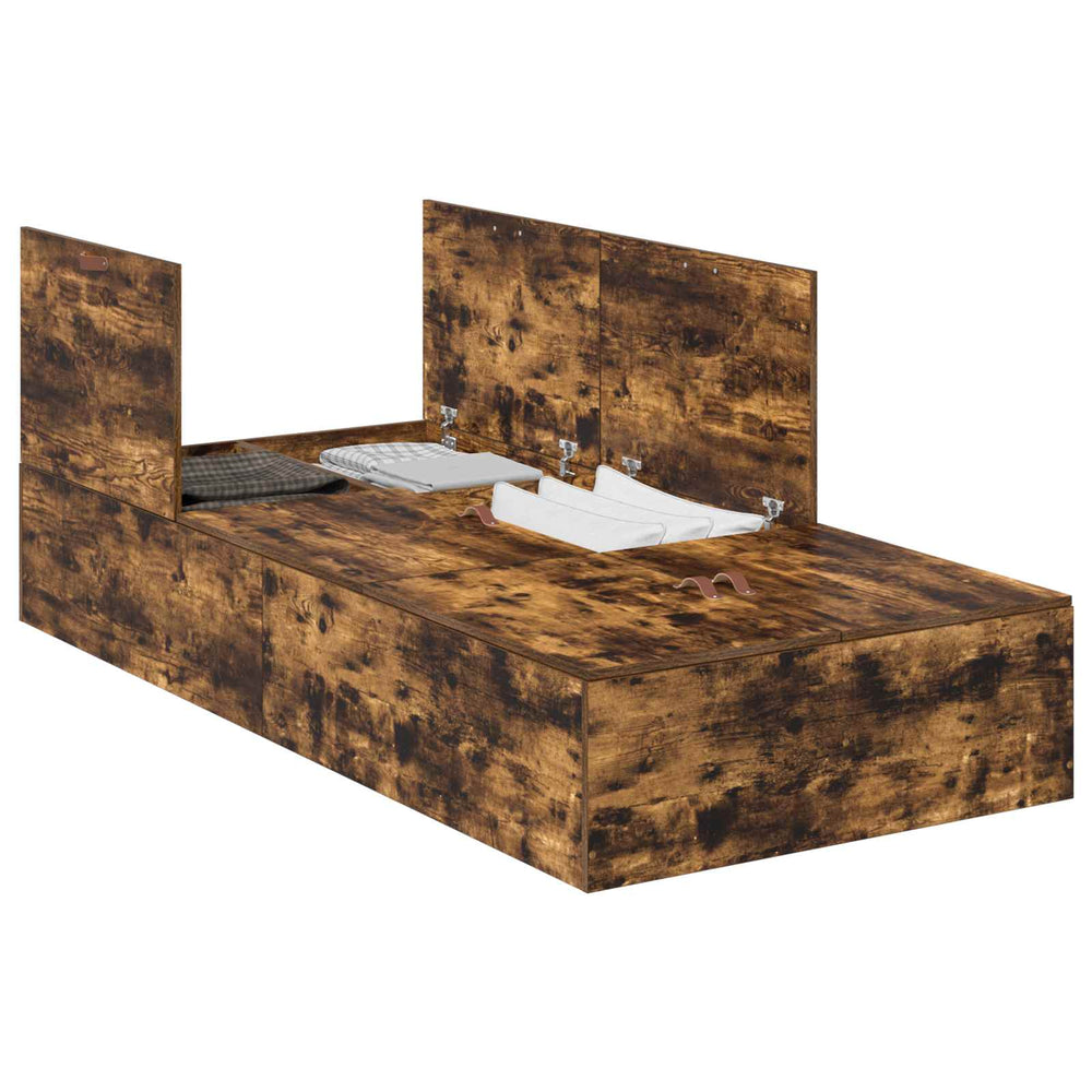vidaXL Storage Bed Frame Smoked Oak 70 x 190 cm