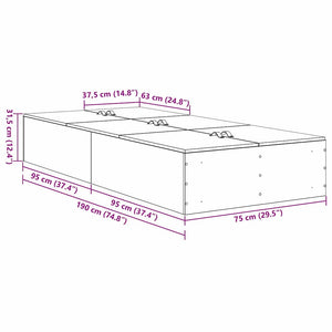 vidaXL Storage Bed Frame Smoked Oak 70 x 190 cm
