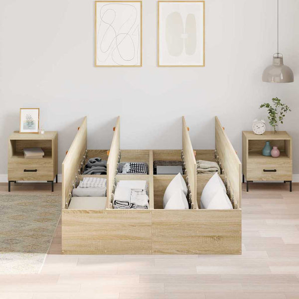 vidaXL Storage Bed Frame with Storage Sonoma Oak 120 x 190 cm