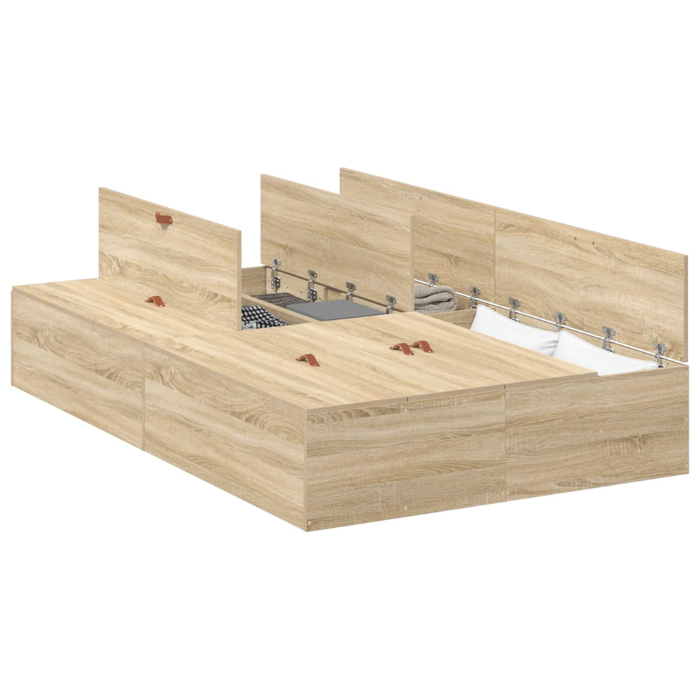 vidaXL Storage Bed Frame with Storage Sonoma Oak 120 x 190 cm