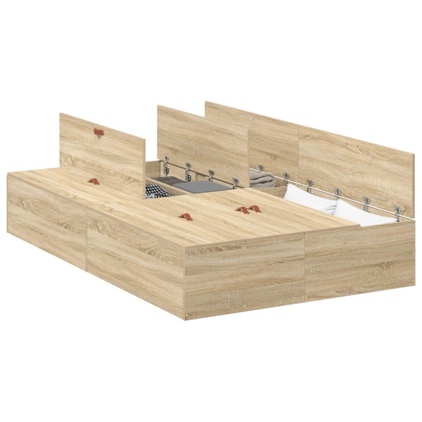 vidaXL Storage Bed Frame with Storage Sonoma Oak 120 x 190 cm