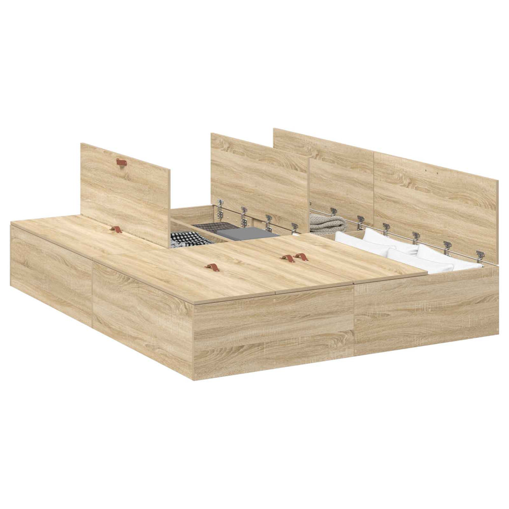 vidaXL Storage Bed Frame with Storage Sonoma Oak 140 x 190 cm