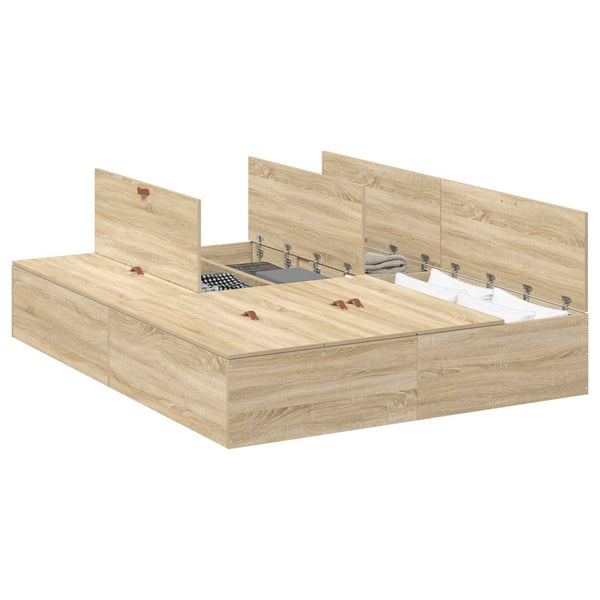 vidaXL Storage Bed Frame with Storage Sonoma Oak 140 x 190 cm