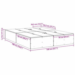 vidaXL Storage Bed Frame with Storage Sonoma Oak 140 x 190 cm