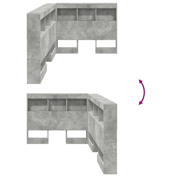 vidaXL Headboard with Storage Shelf Concrete Grey 80 cm Engineered Wood
