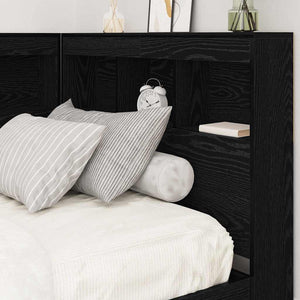 vidaXL Storage Headboard Black Oak Look 90 cm Engineered Wood