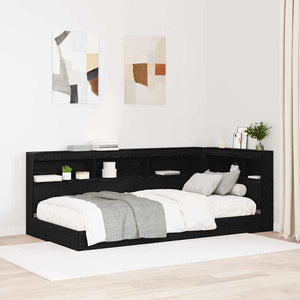 vidaXL Storage Headboard Black Oak Look 90 cm Engineered Wood