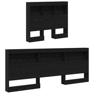 vidaXL Storage Headboard Black Oak Look 90 cm Engineered Wood