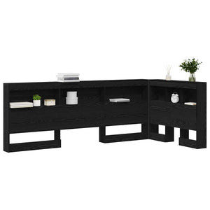 vidaXL Storage Headboard Black Oak Look 90 cm Engineered Wood