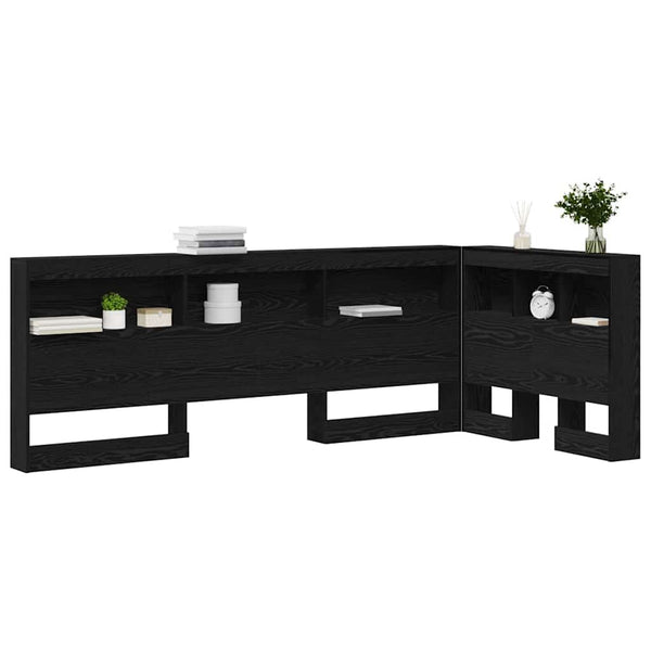 vidaXL Storage Headboard Black Oak Look 90 cm Engineered Wood