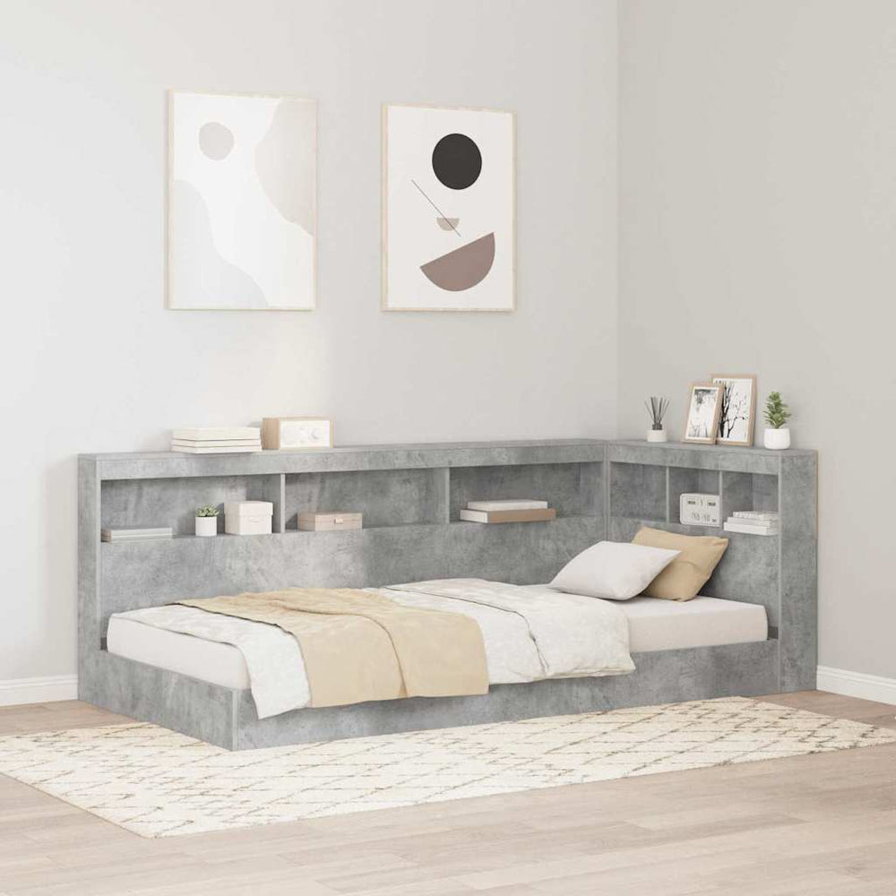 vidaXL Storage Headboard with Shelf Concrete Grey 90 cm Engineered Wood