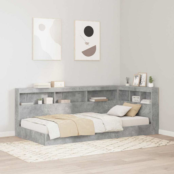 vidaXL Storage Headboard with Shelf Concrete Grey 90 cm Engineered Wood