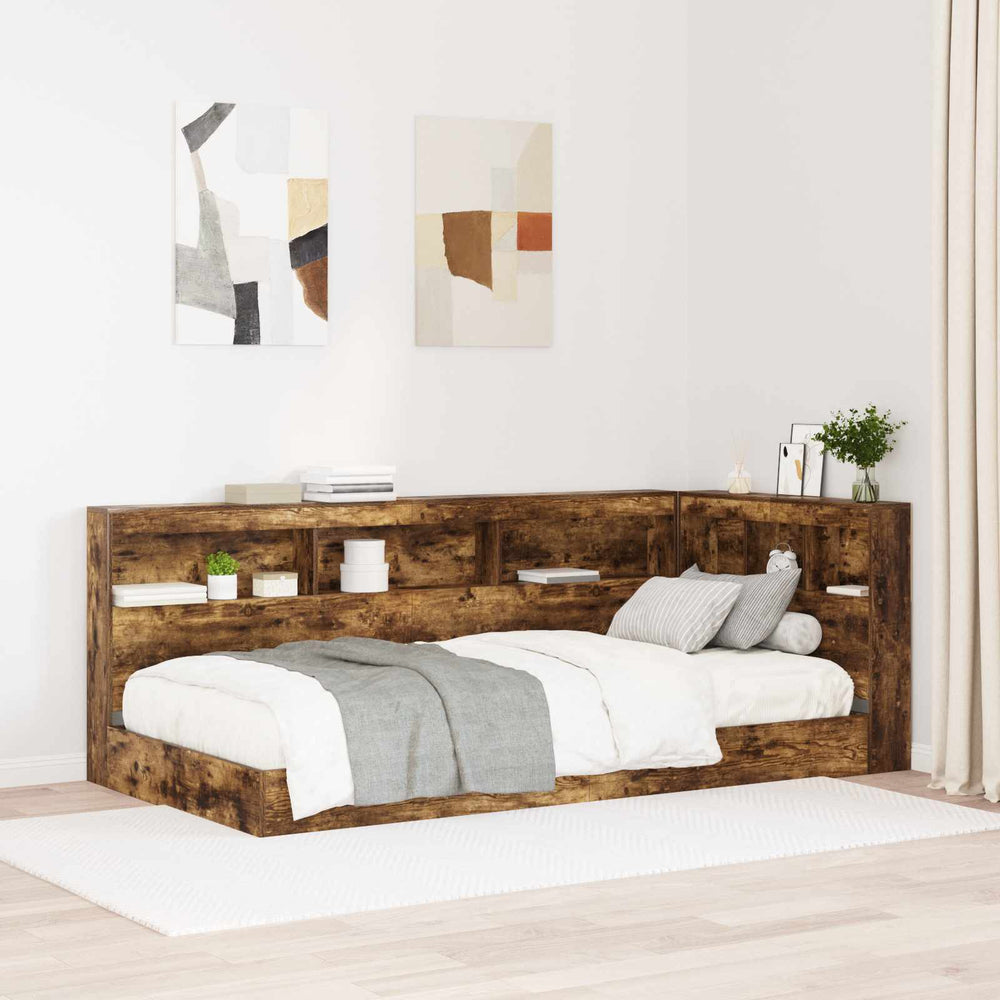 vidaXL Storage Headboard Smoked Oak 90 cm Engineered Wood