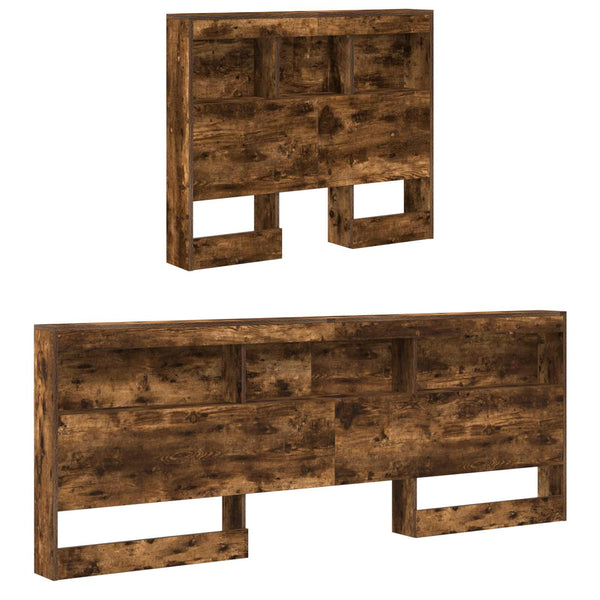 vidaXL Storage Headboard Smoked Oak 90 cm Engineered Wood