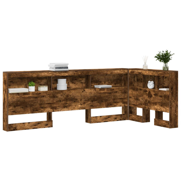 vidaXL Storage Headboard Smoked Oak 90 cm Engineered Wood