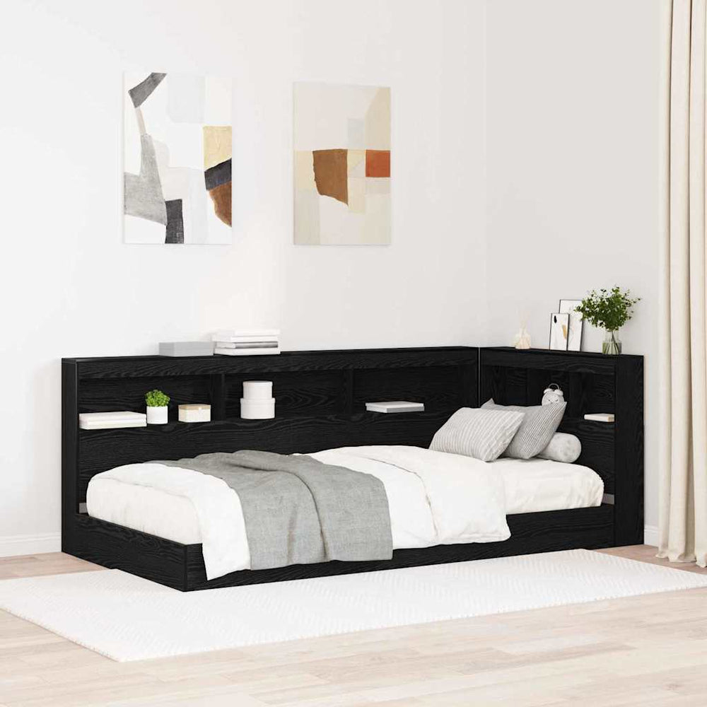 vidaXL Storage Headboard Black Oak Look 100 cm Engineered Wood