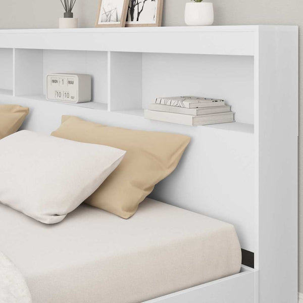 vidaXL Storage Headboard with Shelf White 200 cm Engineered Wood