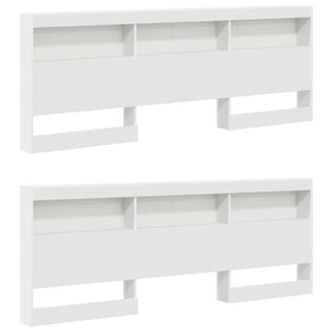 vidaXL Storage Headboard with Shelf White 200 cm Engineered Wood