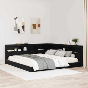 vidaXL Storage Headboard Black Oak Effect 200 cm Engineered Wood