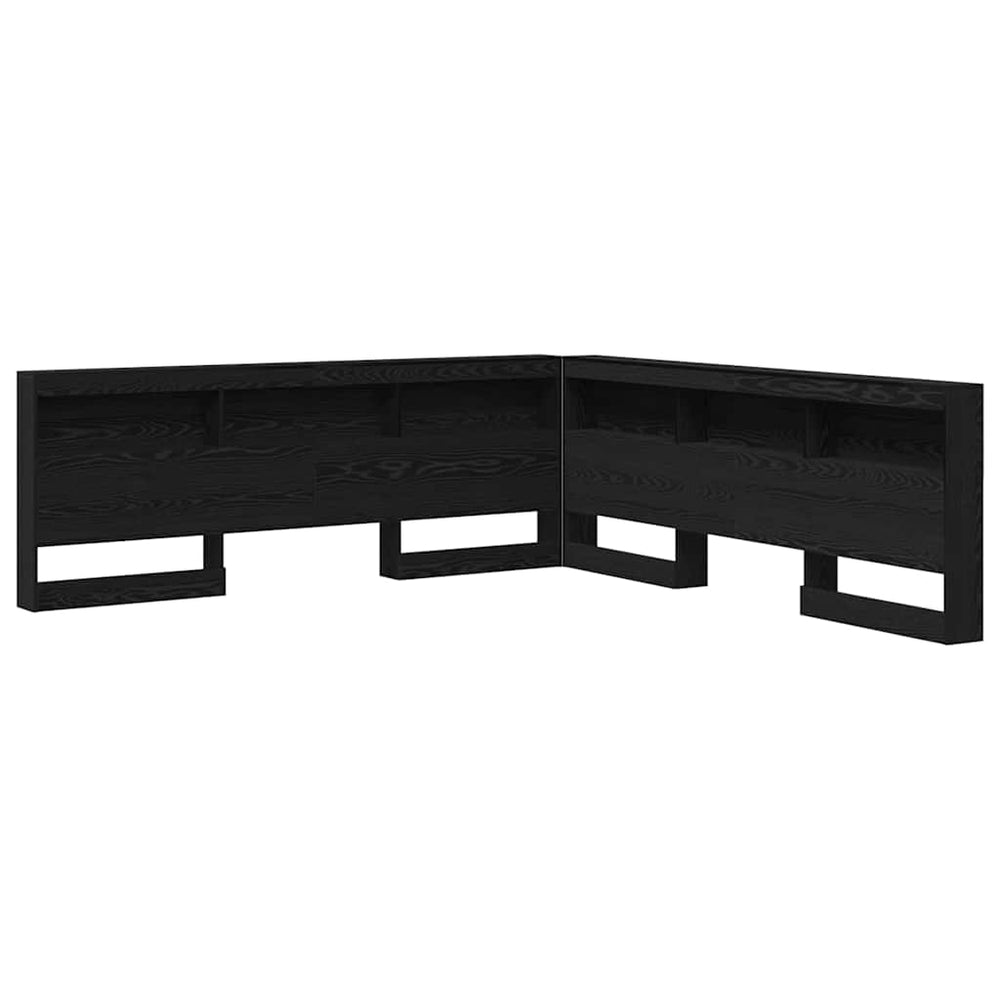 vidaXL Storage Headboard Black Oak Effect 200 cm Engineered Wood