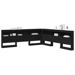 vidaXL Storage Headboard Black Oak Effect 200 cm Engineered Wood
