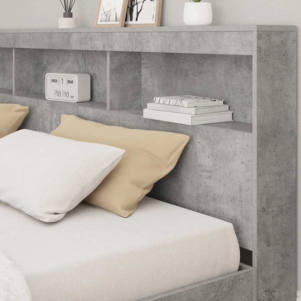 Aufbewahrungskopfteil mit Regal Beton Grau 200 cm
