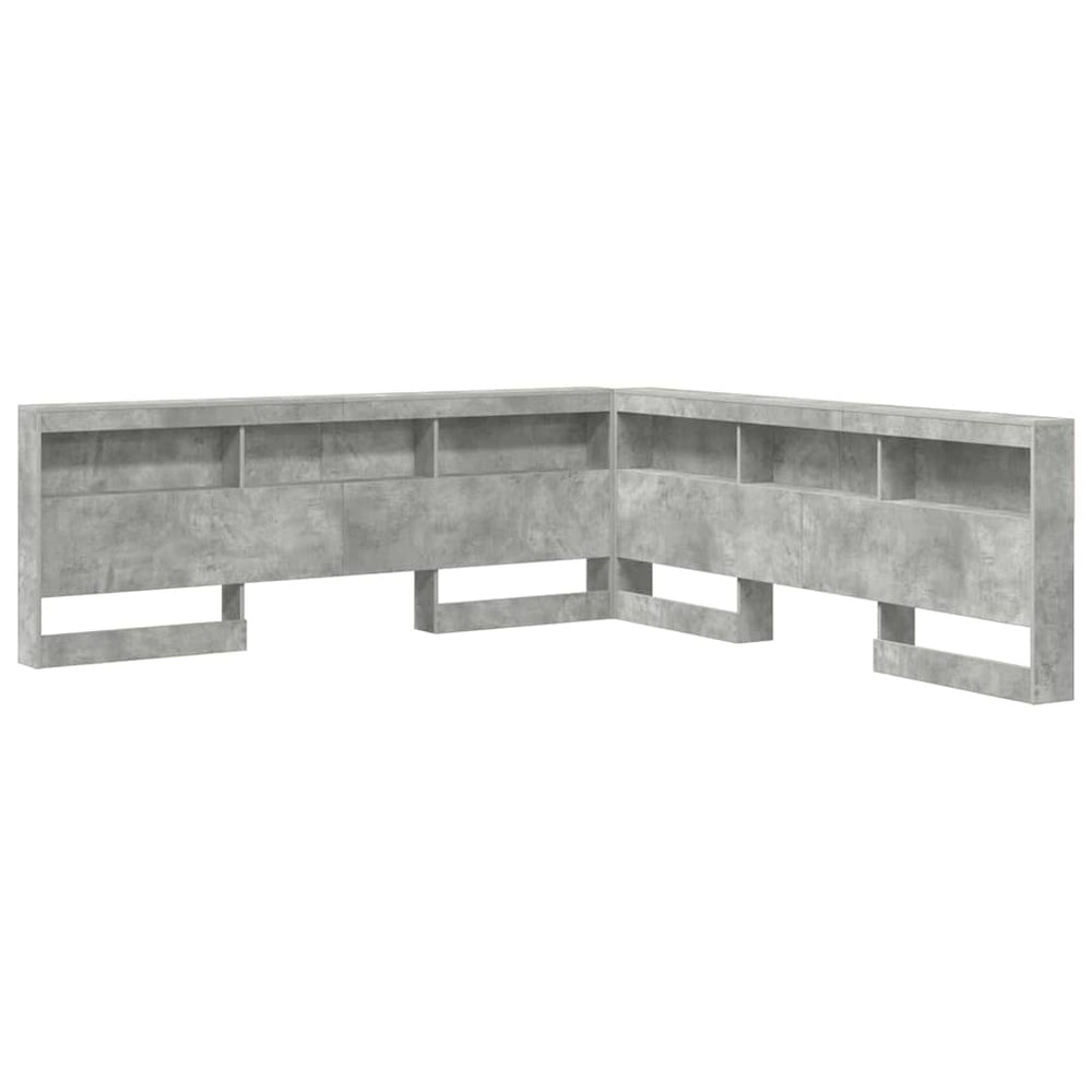 Aufbewahrungskopfteil mit Regal Beton Grau 200 cm
