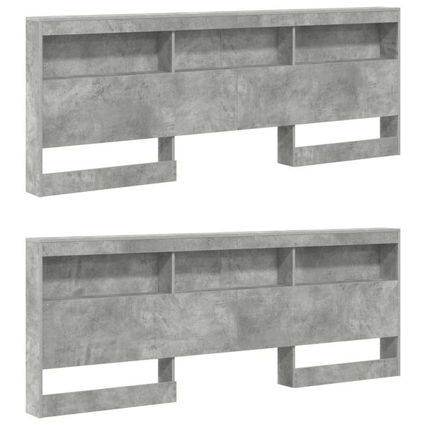 Aufbewahrungskopfteil mit Regal Beton Grau 200 cm
