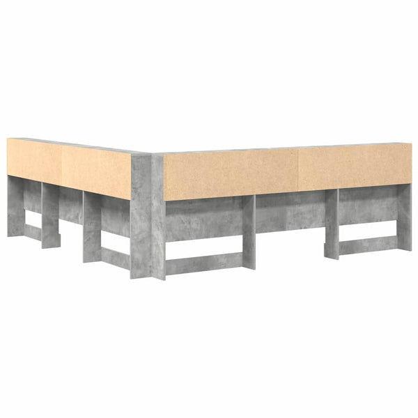 Aufbewahrungskopfteil mit Regal Beton Grau 200 cm