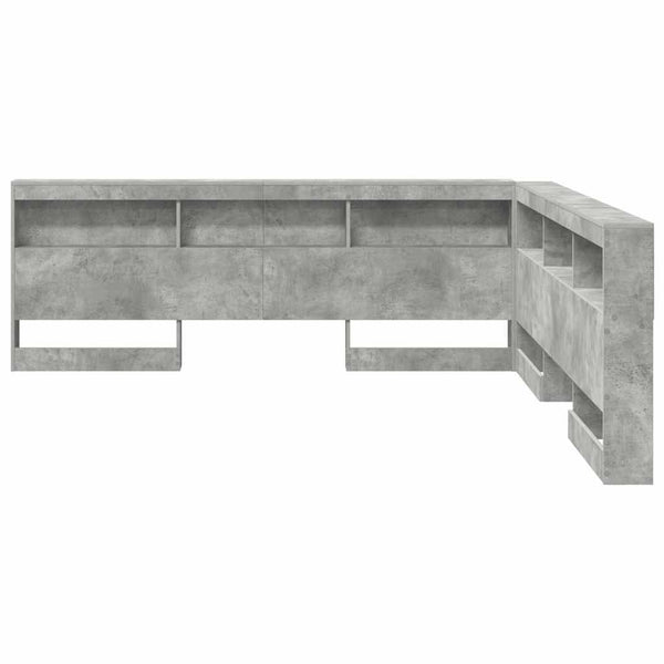 Aufbewahrungskopfteil mit Regal Beton Grau 200 cm