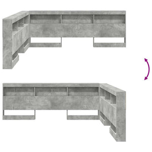 Aufbewahrungskopfteil mit Regal Beton Grau 200 cm