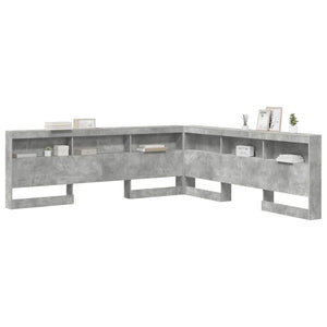 Aufbewahrungskopfteil mit Regal Beton Grau 200 cm