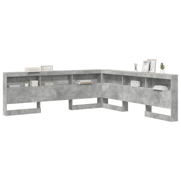 Aufbewahrungskopfteil mit Regal Beton Grau 200 cm