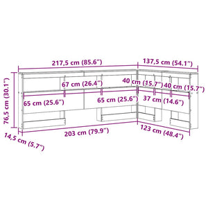 Aufbewahrungskopfteil Schwarz Eiche 120 cm