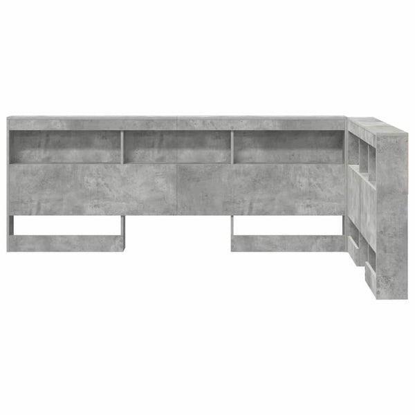 Aufbewahrungskopfteil mit Regal Beton Grau 120cm