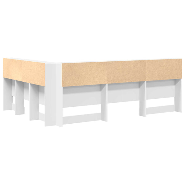Aufbewahrungskopfteil mit Regal Weiß 140 cm
