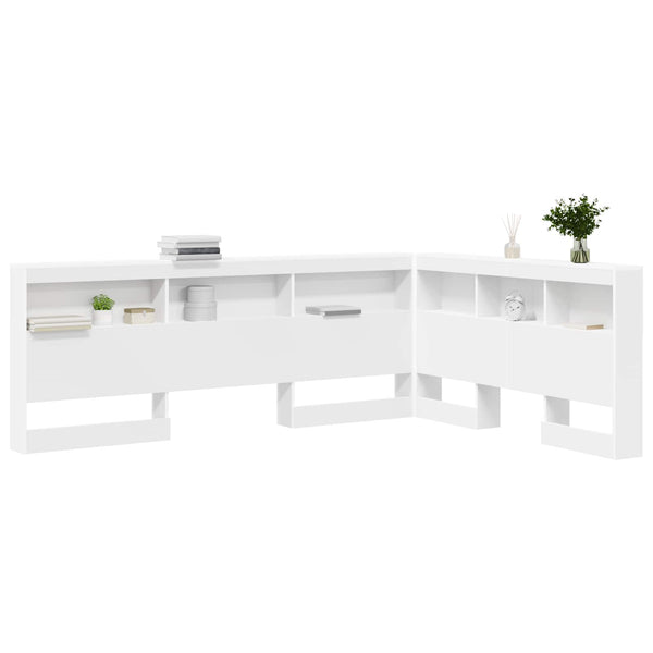 Aufbewahrungskopfteil mit Regal Weiß 140 cm