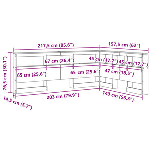 Aufbewahrungskopfteil Geräucherte Eiche 140 cm