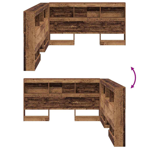 Aufbewahrungskopfteil mit Regal Altholz 140 cm