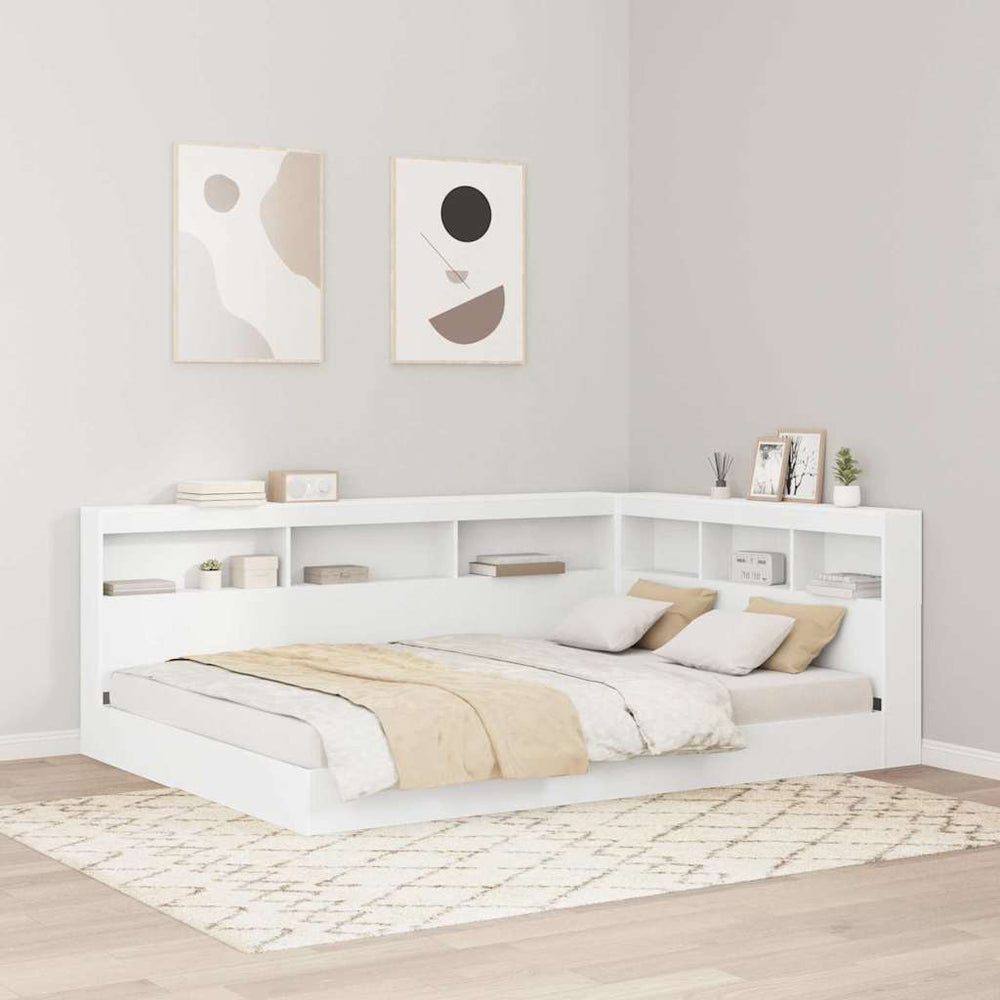 Aufbewahrungskopfteil Weiß mit Regal 150cm