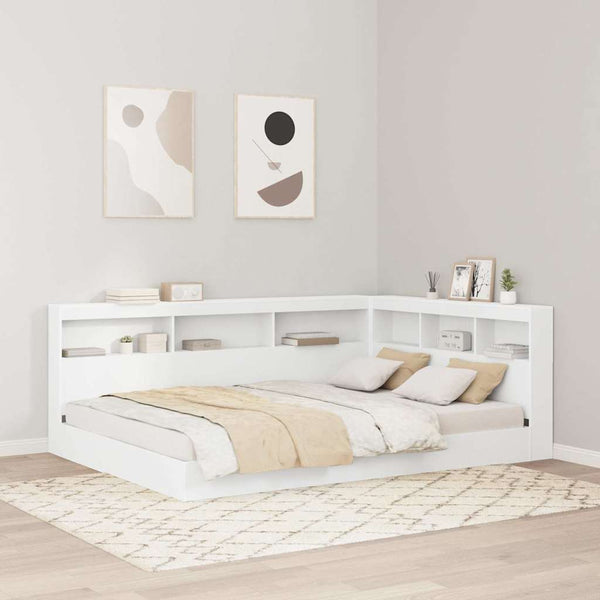 Aufbewahrungskopfteil Weiß mit Regal 150cm