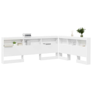 Aufbewahrungskopfteil Weiß mit Regal 150cm