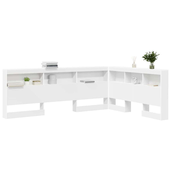 Aufbewahrungskopfteil Weiß mit Regal 150cm