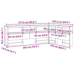 Aufbewahrungskopfteil 150 cm Schwarz Eiche