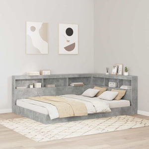 Bett Kopfteil mit Regal Beton Grau 160 cm
