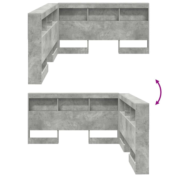 Bett Kopfteil mit Regal Beton Grau 160 cm