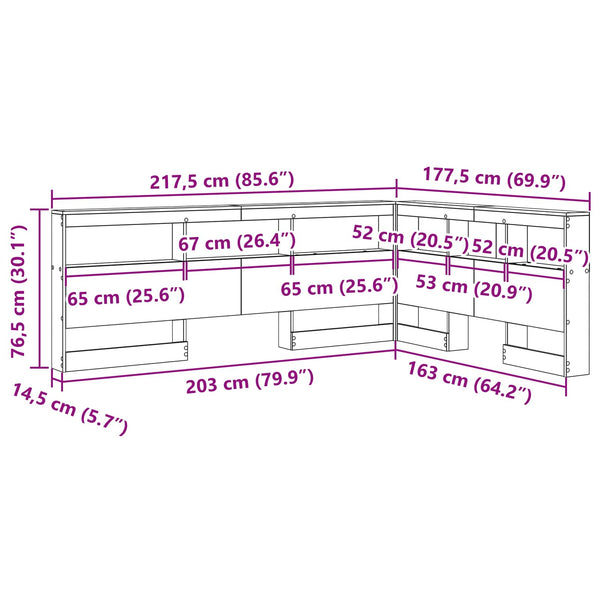 Aufbewahrungskopfteil Geräucherte Eiche 160 cm