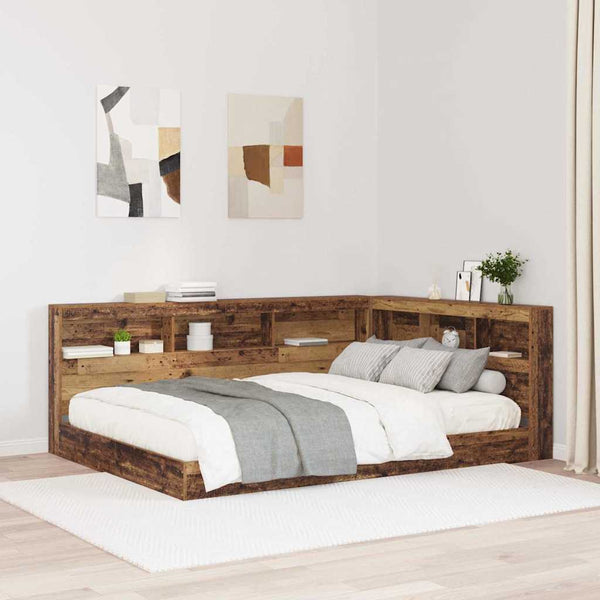 Aufbewahrungskopfteil mit Regal 160cm Altholz